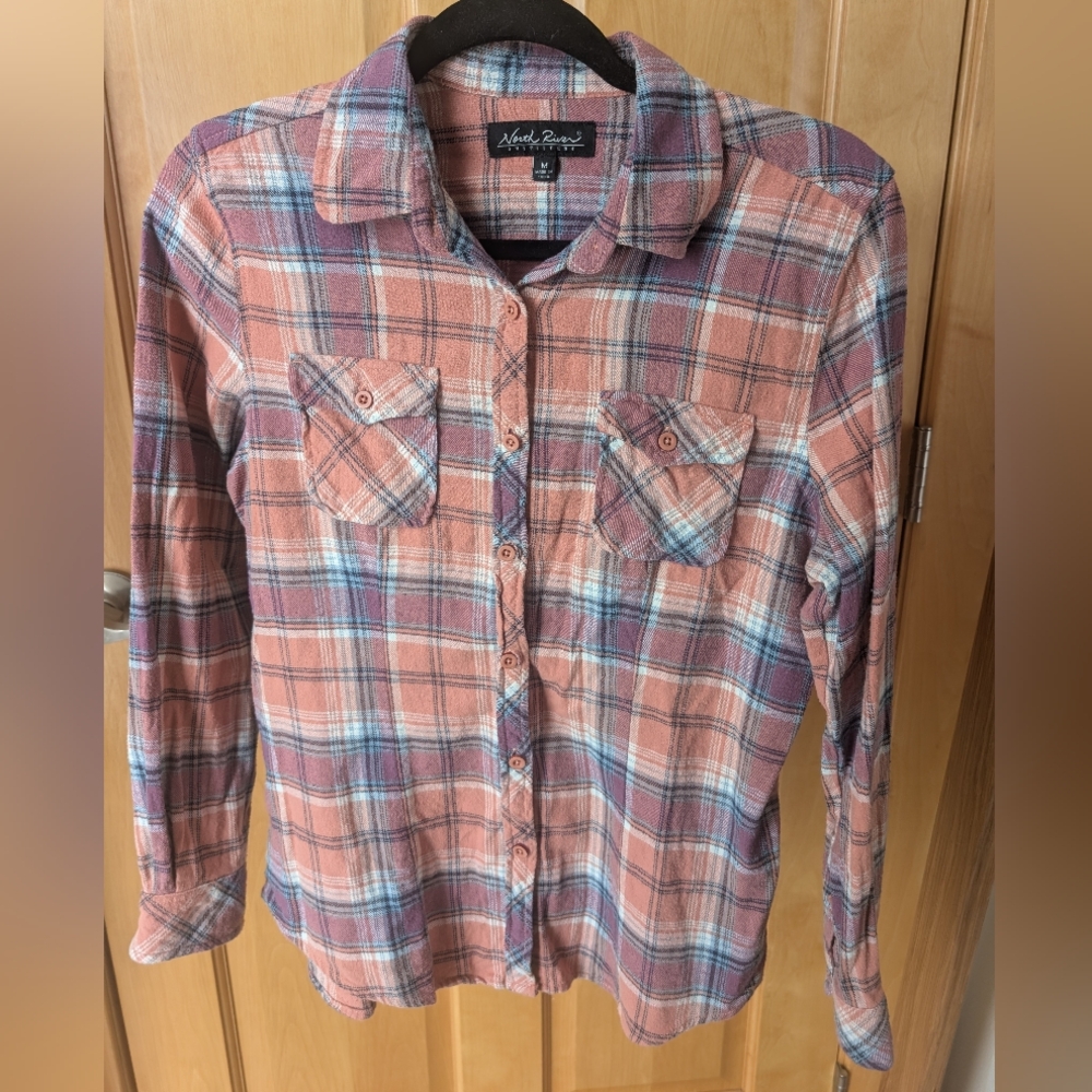 Nicole Byer Women's Plaid Button Down Shirt - Pink and Blue - Picture 1 of 8